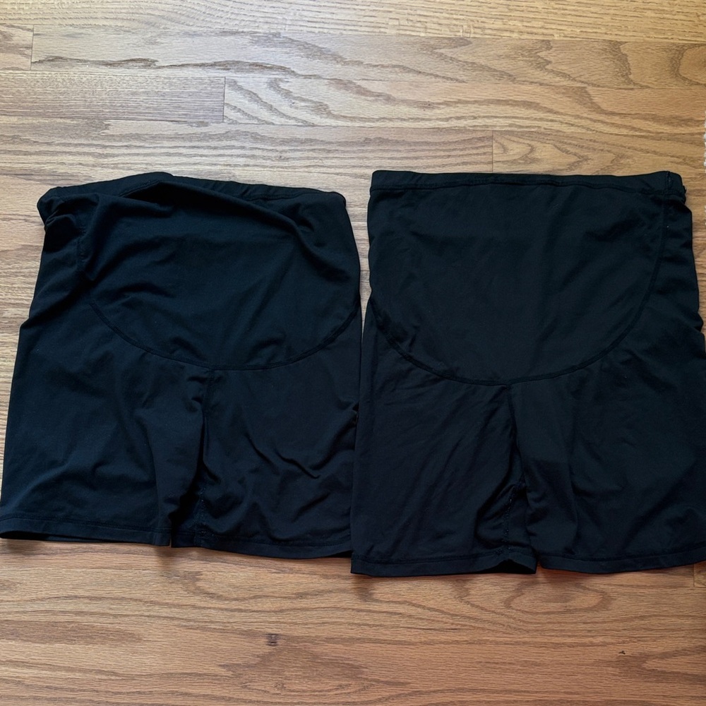 2 pairs-Black Maternity Bike Shorts